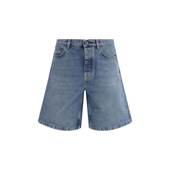 Off-White Blue Cotton Bermuda Men's Shorts
